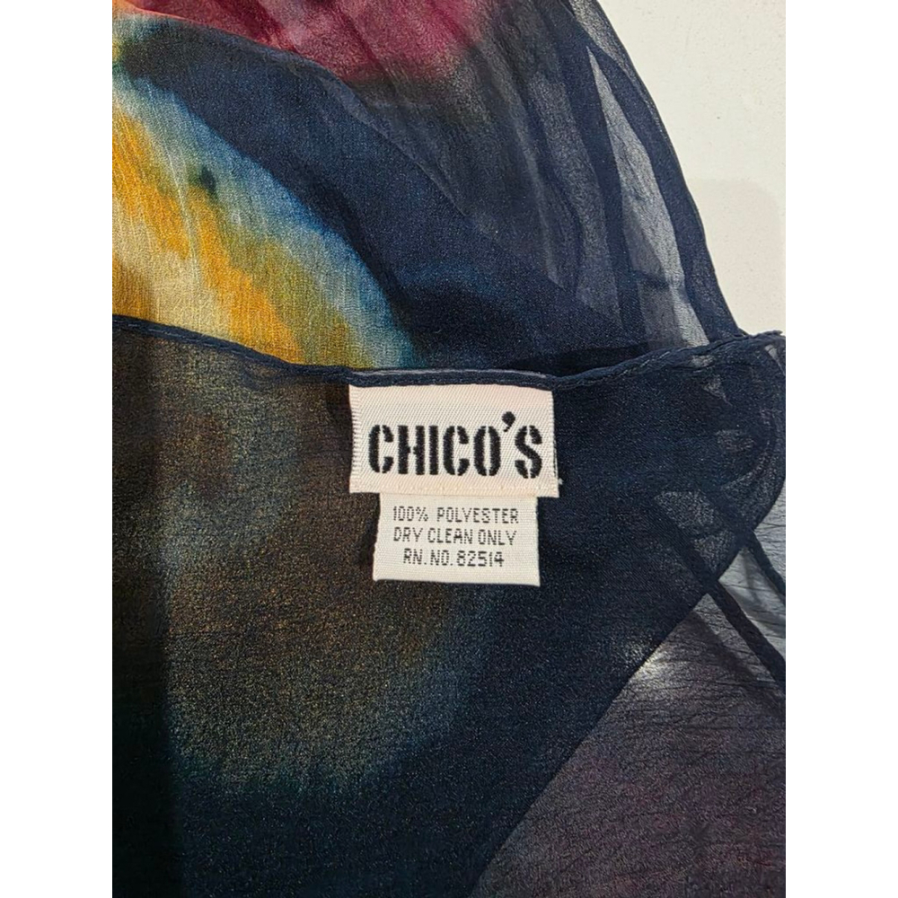 Women's Chico's Navy Orange Tie-Dye Scarf One Size - Picture 7 of 8